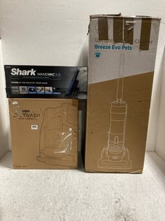 3 X ASSORTED VACUUM CLEANERS TO INCLUDE SHARK WANDVAC 2.0 CORDLESS HANDHELD VACUUM CLEANER - MODEL: WV270UK - RRP:£180: LOCATION - C14