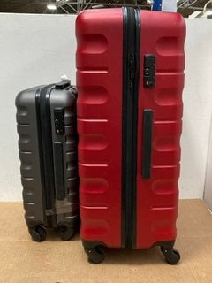 2 X JOHN LEWIS & PARTNERS LARGE RED AND SMALL GREY HARD SHELL WHEELED SUITCASES: LOCATION - C9