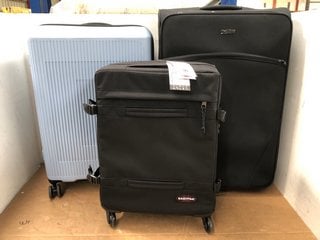 3 X ASSORTED SUITCASES TO INCLUDE AMERICAN TOURISTER LARGE LIGHT BLUE HARD SHELL WHEELED SUITCASE: LOCATION - C6