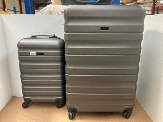 2 X JOHN LEWIS & PARTNERS SMALL AND LARGE GREY HARD SHELL WHEELED SUITCASES: LOCATION - C6