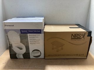 2 X SAVANAH RAISED TOILET SEAT TO INCLUDE NRS SLATTED BATH SEAT: LOCATION - C1