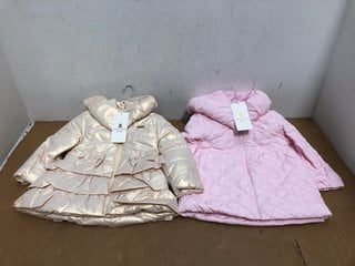 MINTINI BABY GOLD WINTER JACKET MB5932A - UK SIZE: 24M TO INCLUDE MINTINI BABY PINK COAT MB5928A - UK SIZE: 24M - COMBINED RRP: £ 100.00: LOCATION - B7