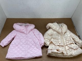 MINTINI BABY GOLD WINTER JACKET MB5932A - UK SIZE: 12M TO INCLUDE MINTINI BABY PINK COAT MB5928A - UK SIZE: 12M - COMBINED RRP: £ 100.00: LOCATION - B8