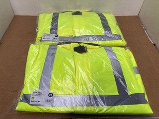 2 X ROKWEAR STORM COATS IN NEON YELLOW - UK SIZES: MEDIUM: LOCATION - B8