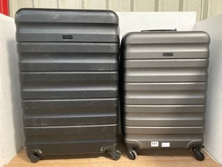 2 X JOHN LEWIS & PARTNERS HARD SHELL WHEELED SUITCASES TO INCLUDE MEDIUM GREY AND LARGE BLACK: LOCATION - B12