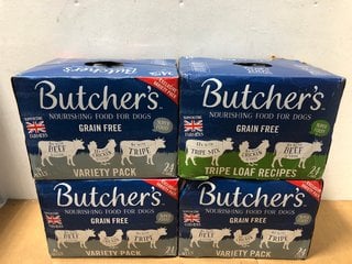 4 X BOXES OF BUTCHERS NOURISHING FOOD FOR DOGS GRAIN FREE - BBE: NOVEMBER 2026: LOCATION - B15