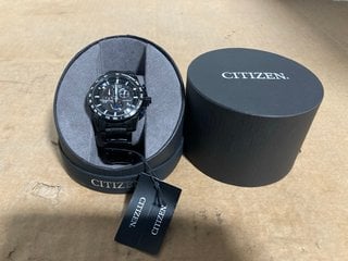 CITIZEN ECO DRIVE MENS PERPETUAL CHRONO AT4007-54E WATCH IN BLACK - RRP: £ 461.00: LOCATION - A16