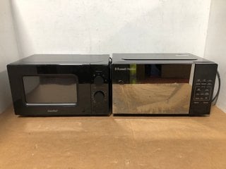 COMFEE 20L MICROWAVE OVEN IN BLACK- MODEL NO CM-M202CC TO INCLUDE RUSSELL HOBBS TOUCH CONTROL 20L DIGITAL MICROWAVE IN BLACK- MODEL NO RHMT2005B: LOCATION - A9