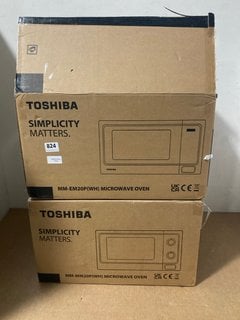 2 X TOSHIBA SIMPLICITY MATTERS MICROWAVE OVENS IN WHITE - MODEL: MM-MM20P(WH): LOCATION - A7