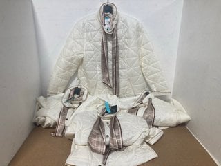 4 X ANNA ROSE WOMENS WHITE JACKETS WITH DETAILED SCARF IN VARIOUS SIZES - COMBINED RRP: £260: LOCATION - A5