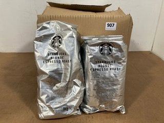 6 X STARBUCKS BLONDE ESPRESSO ROAST COFFEE BEANS - BBE: 26/06/2025: LOCATION - A2