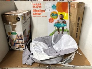 4 X ASSORTED BABY ITEMS TO INCLUDE BRIGHT STARTS GIGGLING SAFARI WALKER: LOCATION - WA4