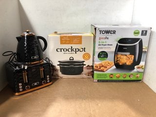 4 X ASSORTED KITCHEN APPLIANCES TO INCLUDE CROCKPOT SLOW COOKER IN BLACK: LOCATION - WA4