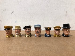 7 X WAR HEROES SERIES TINY CHARACTER JUGS INCLUDING SMUTS, MOUNTBATTEN, IKE & CHURCHILL: LOCATION - WA5