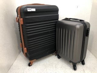 KONO CABIN SUITCASE IN SILVER TO INCLUDE ECOLIFE MID-SIZED SUITCASE IN BLACK & BROWN: LOCATION - AR2