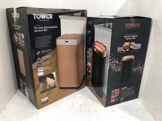 TOWER 75L RECTANGULAR SENSOR BIN IN COPPER TO INCLUDE TOWER 58L RECTANGULAR SENSOR BIN IN ROSE GOLD: LOCATION - AR3