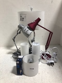 QTY OF ASSORTED LIGHTING ITEMS TO INCLUDE ANGLEPOISE MINI DESK LAMP IN PURPLE: LOCATION - AR6