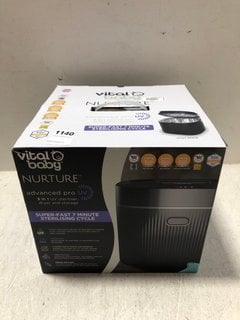 VITAL BABY NURTURE ADVANCED PRO UV 3-IN-1 STERILISER, DRYER & STORAGE UNIT IN ONYX BLACK- RRP £130: LOCATION - AR7