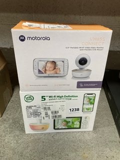 LEAPFROG LF815HD 5" WIFI HIGH DEFINITION VIDEO MONITOR TO ALSO INCLUDE MOTOROLA VM855 5.0" PORTABLE WIFI VIDEO BABY MONITOR WITH FLEXIBLE CRIB MOUNT: LOCATION - AR13