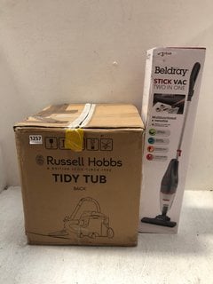 RUSSELL HOBBS TIDY TUB CYLINDER VACUUM CLEANER TO ALSO INCLUDE BELDRAY 2 IN 1 STICK VAC: LOCATION - AR14