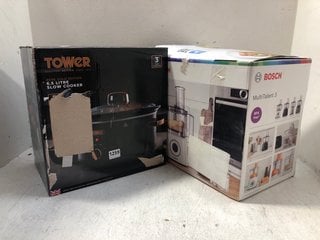 TOWER ROSE GOLD EDITION 6.5L SLOW COOKER TO ALSO INCLUDE BOSCH MULTI TALENT 3 FOOD PROCESSOR: LOCATION - AR15