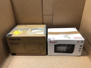 SWAN 20L MANUAL MICROWAVE IN BLACK TO ALSO INCLUDE TOSHIBA ML-EM23P DIGITAL MICROWAVE IN BLACK: LOCATION - AR16