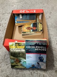 A BOX OF MAINLY 1970S PAPERBACK NOVELS, SF AND ACTION: LOCATION - AR19