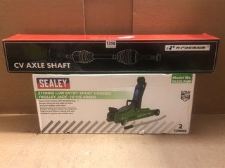 A-PREMIUM CV AXLE SHAFT TO ALSO INCLUDE SEALEY 2 TONNE LOW ENTRY SHORT CHASSIS TROLLEY JACK IN HI-VIS GREEN: LOCATION - BR17