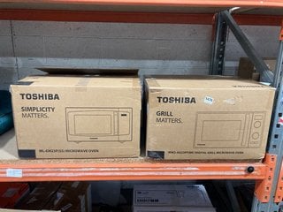 TOSHIBA MW2-AG23PF 23L DIGITAL GRILL MICROWAVE OVEN IN BLACK TO ALSO INCLUDE TOSHIBA ML-EM23P DIGITAL MICROWAVE IN STAINLESS STEEL: LOCATION - BR21