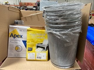 QTY OF ASSORTED OFFICE/STATIONARY ITEMS TO INCLUDE 8 X METAL MESH WASTE BINS: LOCATION - BR22