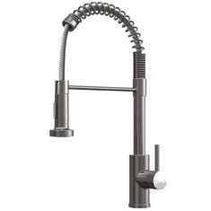 ELLSI CONTRA PULL OUT SINGLE LEVER KITCHEN SINK MIXER TAP WITH HOSE AND SPRAY HEAD - BRUSHED STEEL - RRP £359