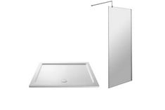 800MM WETROOM SCREEN & SUPPORT BAR - 8MM GLASS - POLISHED CHROME TO INCLUDE RECTANGULAR SLIMLINE SHOWER TRAY 1500 X 800MM - WHITE - RRP £759