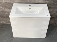 MINIMALIST BASIN IN WHITE 605X400 MM TO INCLUDE 600 W/HUNG BASIN UNIT 2-DRAWER IN SATIN WHITE