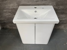 ARNO COMPACT 500MM CERAMIC BASIN 1 TAP HOLE - WHITE TO INCLUDE CORE 500MM WALL HUNG 2-DOOR UNIT GLOSS WHITE - RRP £471