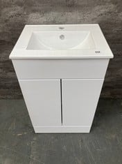 EDEN FLOOR STANDING 2 DOOR VANITY CABINET 500MM - GLOSS WHITE TO INCLUDE FURNITURE MINIMALIST SLIMLINE CERAMIC BASIN 1 TAP HOLE 500MM - RRP £502