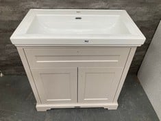 OLD LONDON FLOOR STANDING 2 DOOR BASIN UNIT 800MM - TIMELESS SAND TO INCLUDE CLASSIQUE COMPONENTS FIRECLAY CLASSIC BASIN 1 TAP HOLE, 800MM - WHITE - RRP £1590