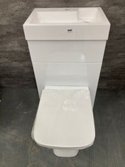 ATHENA 2 IN 1 FLOOR STANDING VANITY UNIT WITH CERAMIC BASIN, WC UNIT AND CONCEALED CISTERN 500MM - GLOSS WHITE TO INCLUDE AVA BACK TO WALL PAN & SOFT CLOSE SEAT - RRP £872