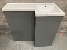 900MM L SHAPE MATT MATT GRAPHITE & WC UNIT WITH RIGHT HAND L-BASIN WITH TOILET WITH SOFT CLOSE SEAT - RRP £899