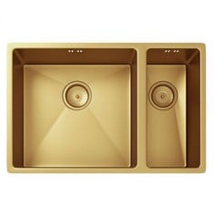 ELLSI ELITE UNDERMOUNT 1.5 BOWL KITCHEN SINK WITH WASTE AND OVERFLOW 670MM L X 440MM W - GOLD - RRP £766