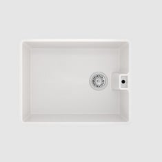 ELLSI COMITE UNDERMOUNT 1.0 BOWL KITCHEN SINK AND WASTE WITH OVERFLOW 595MM L X 445MM W - GLOSS WHITE - RRP £370