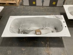 APPROX 800 X 1800MM METAL BATH TUB IN WHITE TO INCLUDE ROCA STEEL BATH FEET - MODEL NO. A291021000