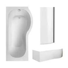 NUIE 1700 P-BATH INCLUDING P BATH PANEL & BLACK SCREEN - RIGHT HAND - RRP £910