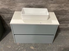 APPROX 800MM 2 DRAWER WALL HUNG BASIN UNIT IN GREY TO INCLUDE BASIN IN WHITE 460 X 230 X 120MM - MODEL NO. NBV180