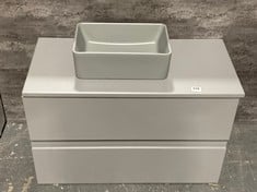 HUDSON REED URBAN 800 W/H 2-DRAWER UNIT - SATIN GREY TO INCLUDE DECO 800MM WORKTOP - SATIN GREY AND LUXE RECTANGULAR VESSEL 365 X 235 X 120MM - MATT GREY - RRP £809