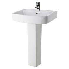 BLISS SQUARE 600MM BASIN 1 TAP HOLE WITH FULL PEDASTAL - RRP £212