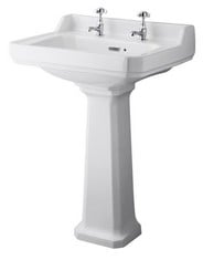 HUDSON REED RICHMOND WALL HUNG 3 TAP HOLE BASIN 595MM TO INCLUDE FULL PEDESTAL - RRP £202