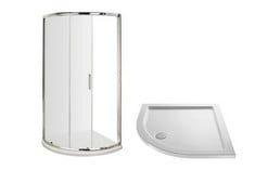 PACIFIC 860MM SINGLE ENTRY QUADRANT ENCLOSURE - 6MM GLASS - POLISHED CHROME TO INCLUDE QUADRANT SLIMLINE SHOWER TRAY 800 X 800MM - WHITE - RRP £1074