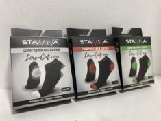 20 X ASSORTED COMPRESSION SOCKS TO INCLUDE STAMINA LOW-CUT COMPRESSION SOCKS (2-PAIRS).