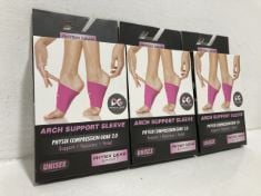 30 X ASSORTED ARCH SUPPORT COMPRESSION SLEEVES IN SIZES S & L.