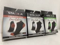 20 X COMPRESSION ITEMS TO INCLUDE STAMINA LOW-CUT COMPRESSION SOCKS (2-PAIRS).